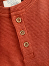 Rust Henley Waffle Top